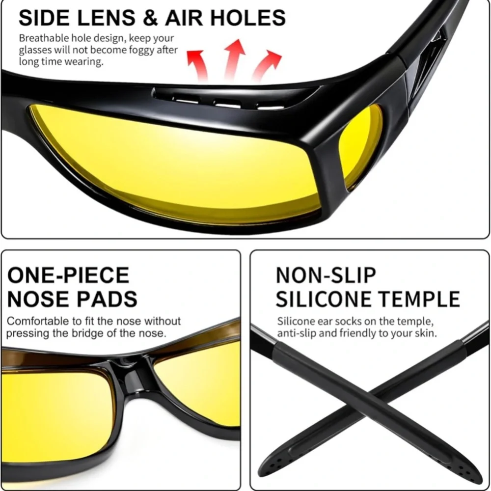 NIB URUMQI Anti-Glare Night Driving Glasses - Fit Over Prescription Glasses